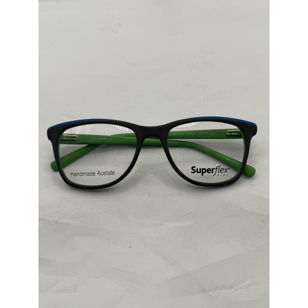 Superflex‎ Kids Black Green Blue Eyeglasses Frames Handmade Acetate SFK-289